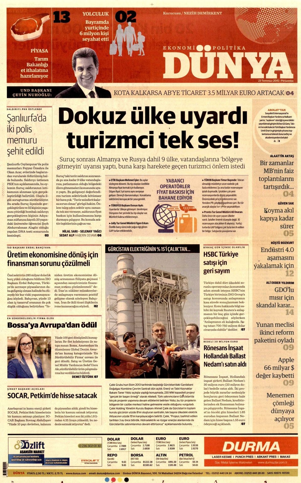 23 Temmuz 2015 gazete manşetleri 30