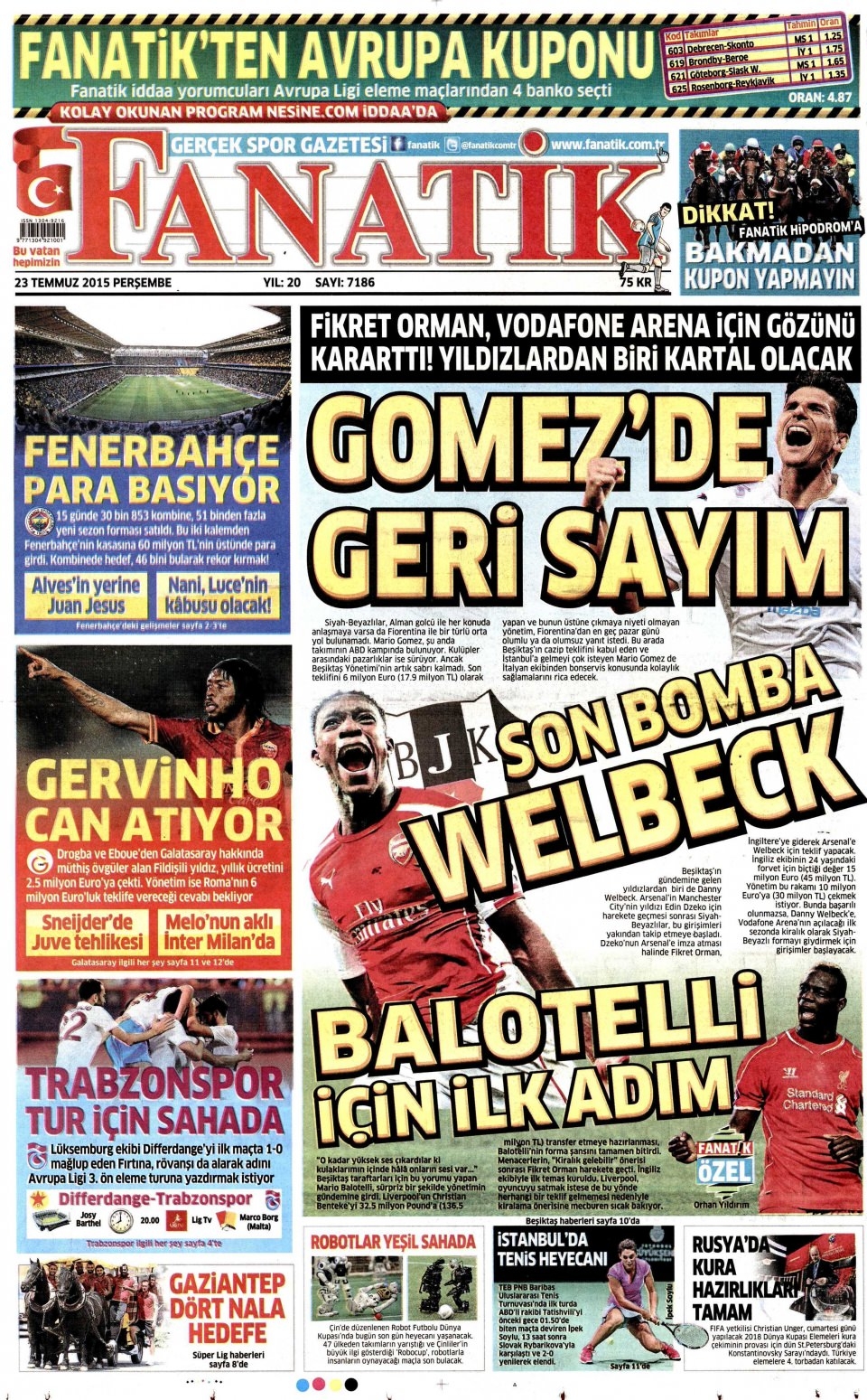 23 Temmuz 2015 gazete manşetleri 5