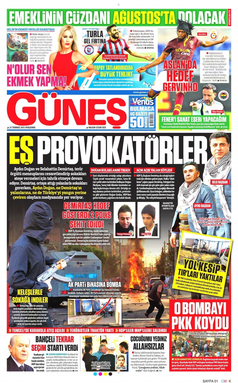 23 Temmuz 2015 gazete manşetleri 7