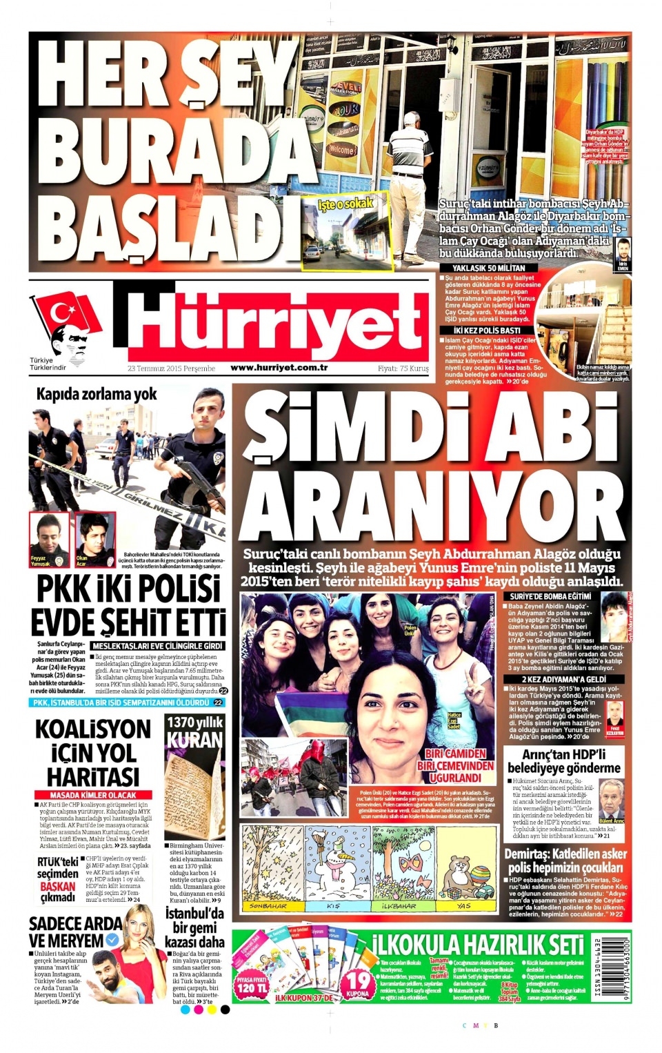 23 Temmuz 2015 gazete manşetleri 9