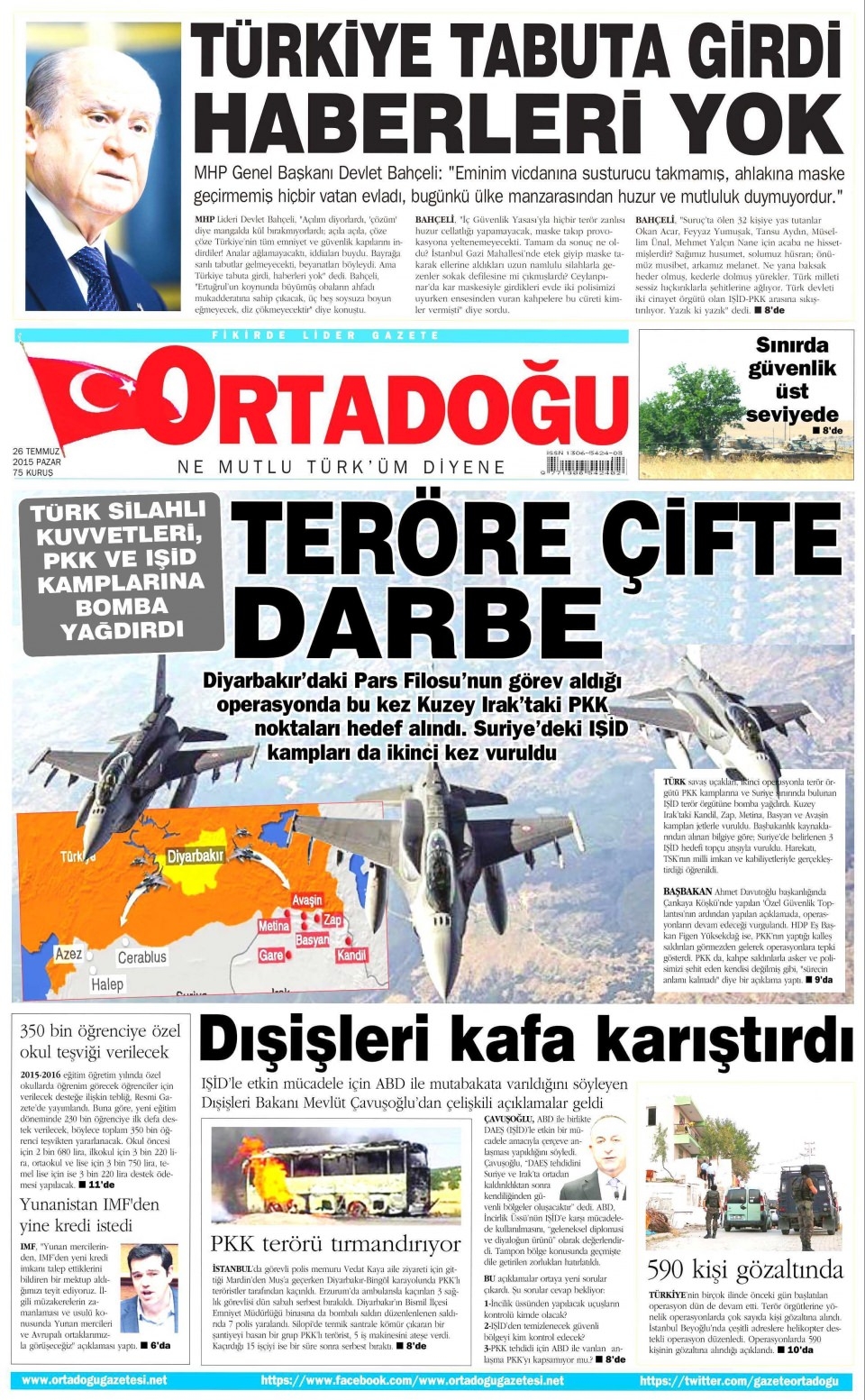 26 Temmuz 2015 gazete manşetleri 14