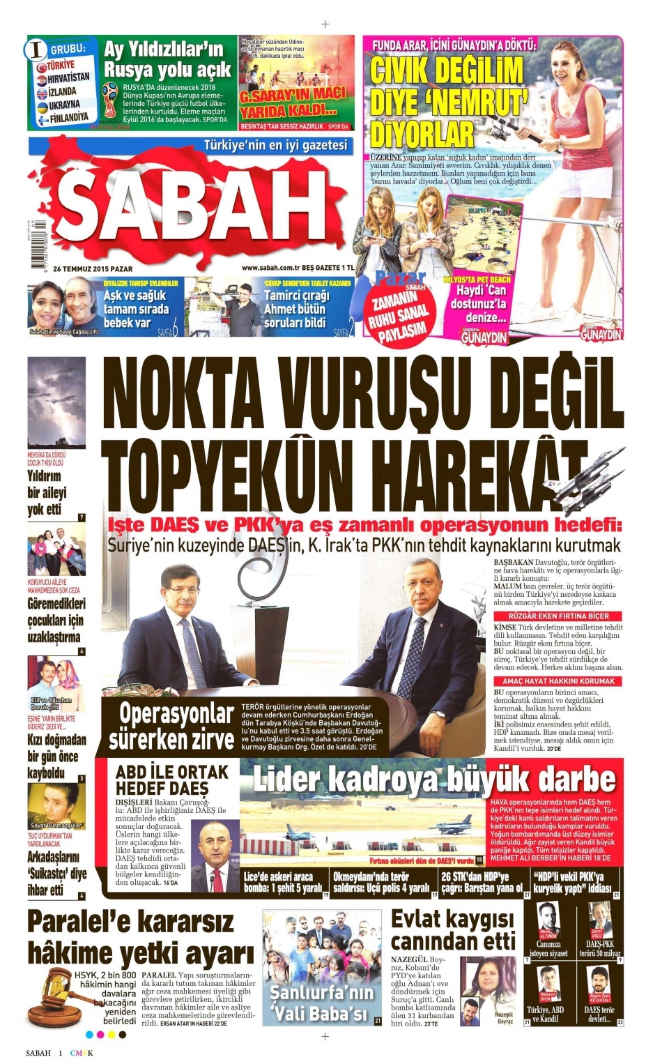 26 Temmuz 2015 gazete manşetleri 15