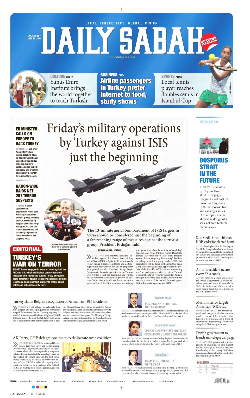 26 Temmuz 2015 gazete manşetleri 16