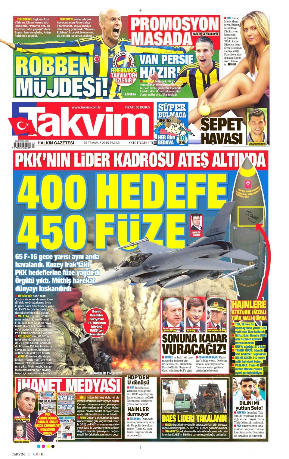 26 Temmuz 2015 gazete manşetleri 19