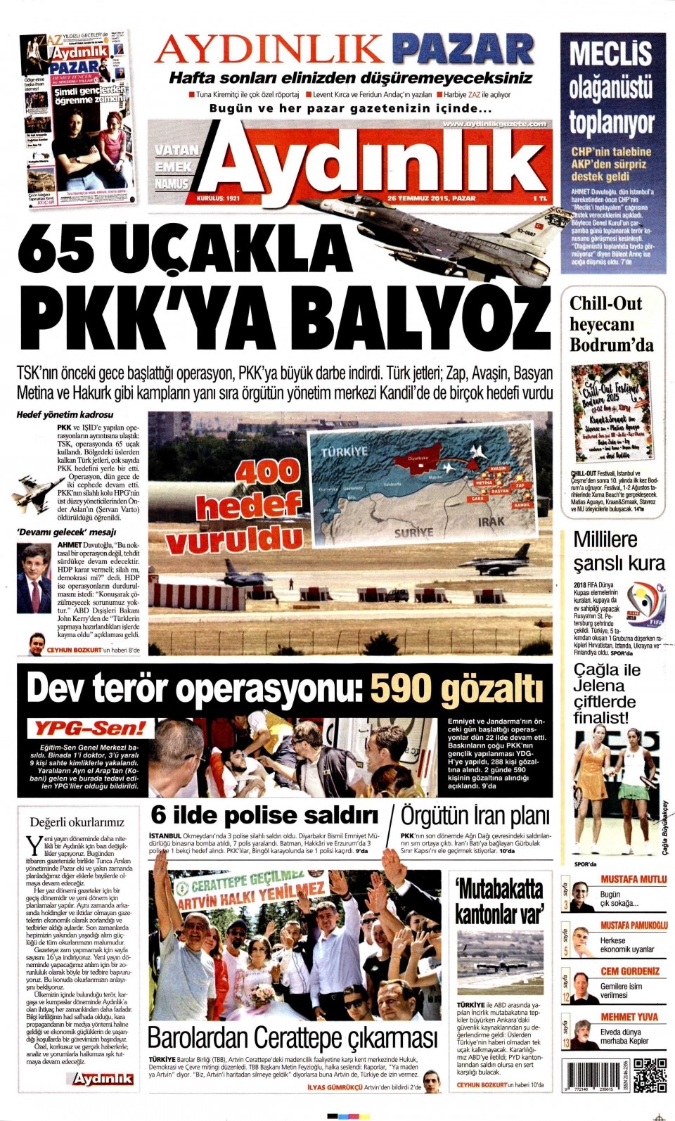 26 Temmuz 2015 gazete manşetleri 2