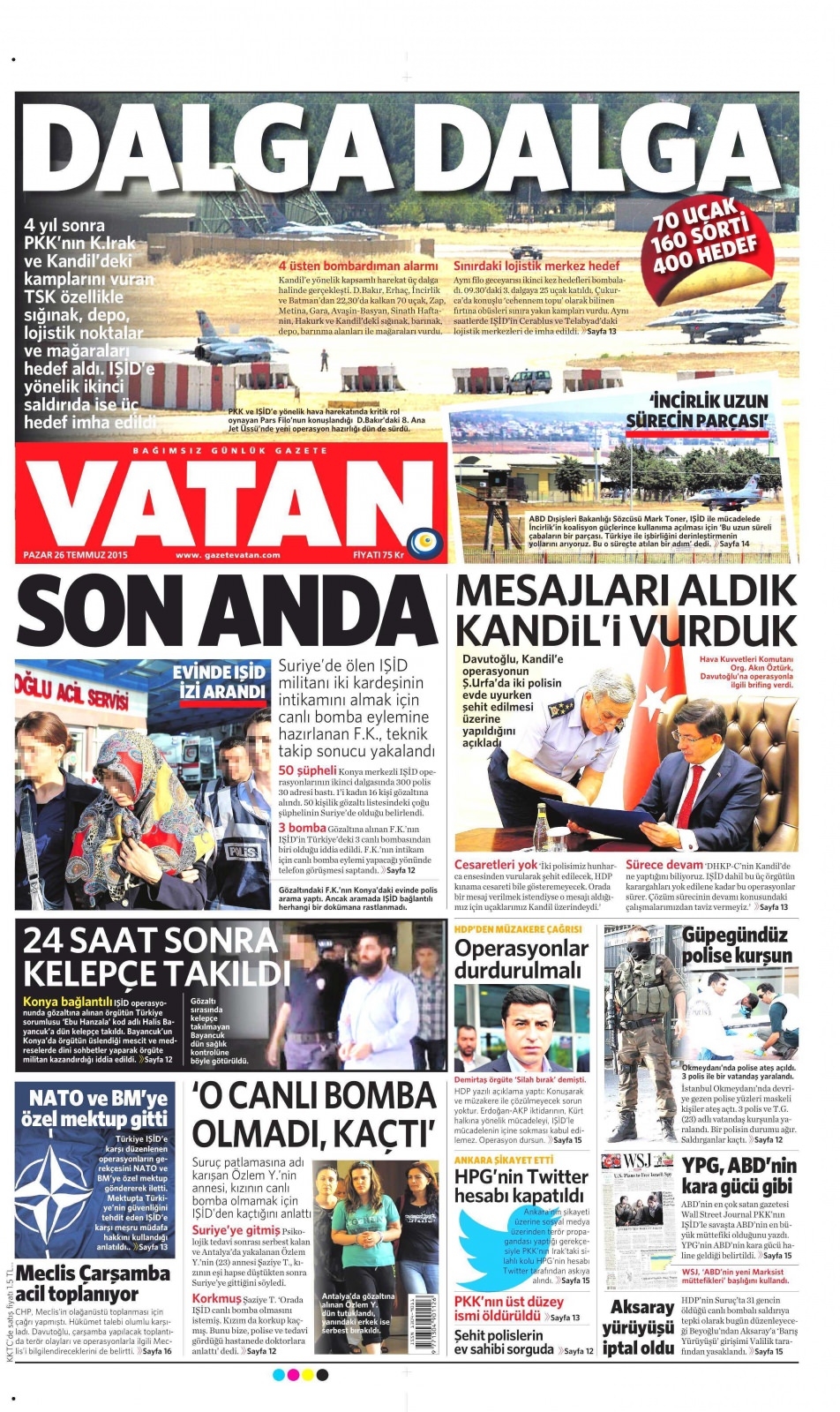 26 Temmuz 2015 gazete manşetleri 24