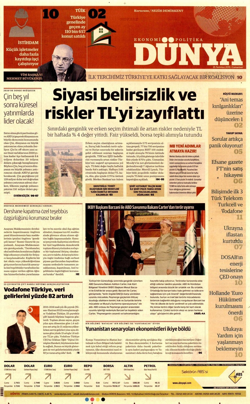 26 Temmuz 2015 gazete manşetleri 30