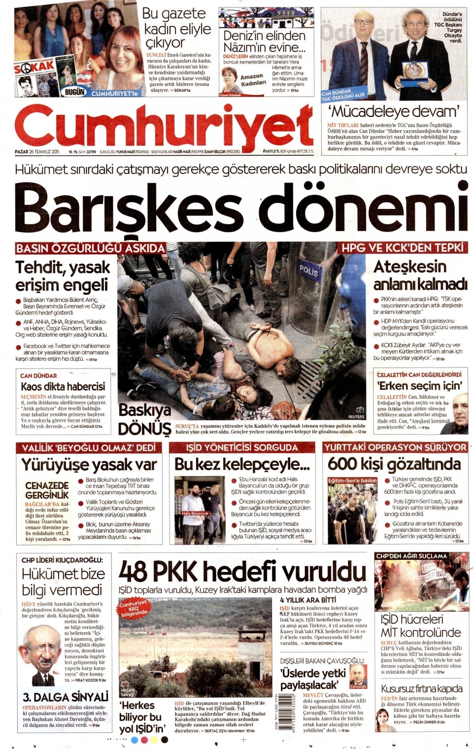 26 Temmuz 2015 gazete manşetleri 4