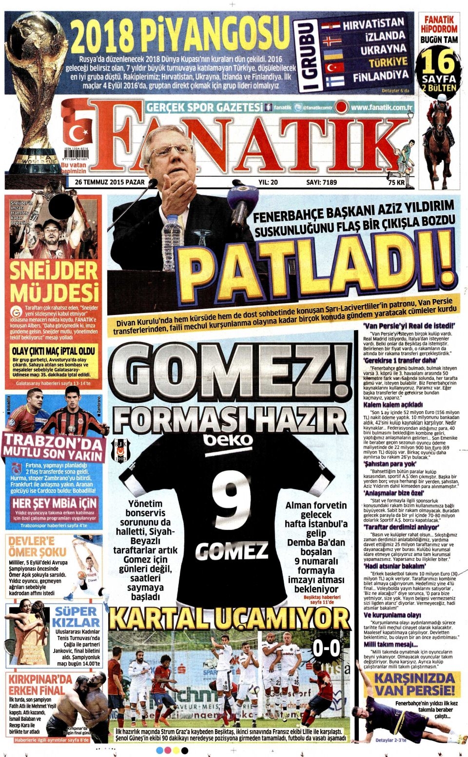 26 Temmuz 2015 gazete manşetleri 5