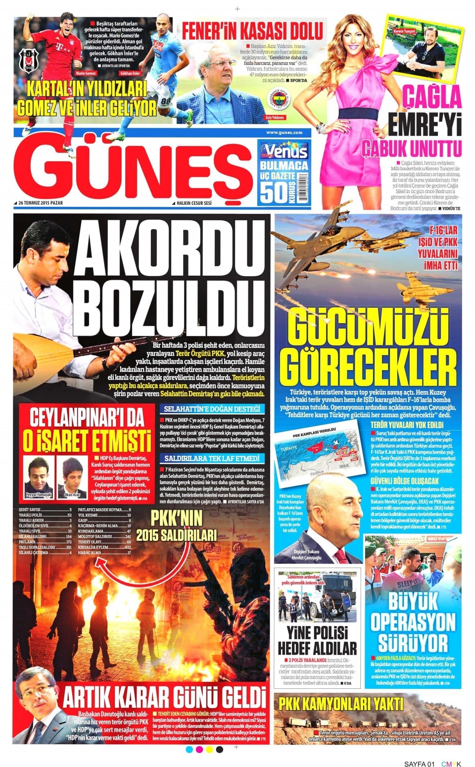 26 Temmuz 2015 gazete manşetleri 7