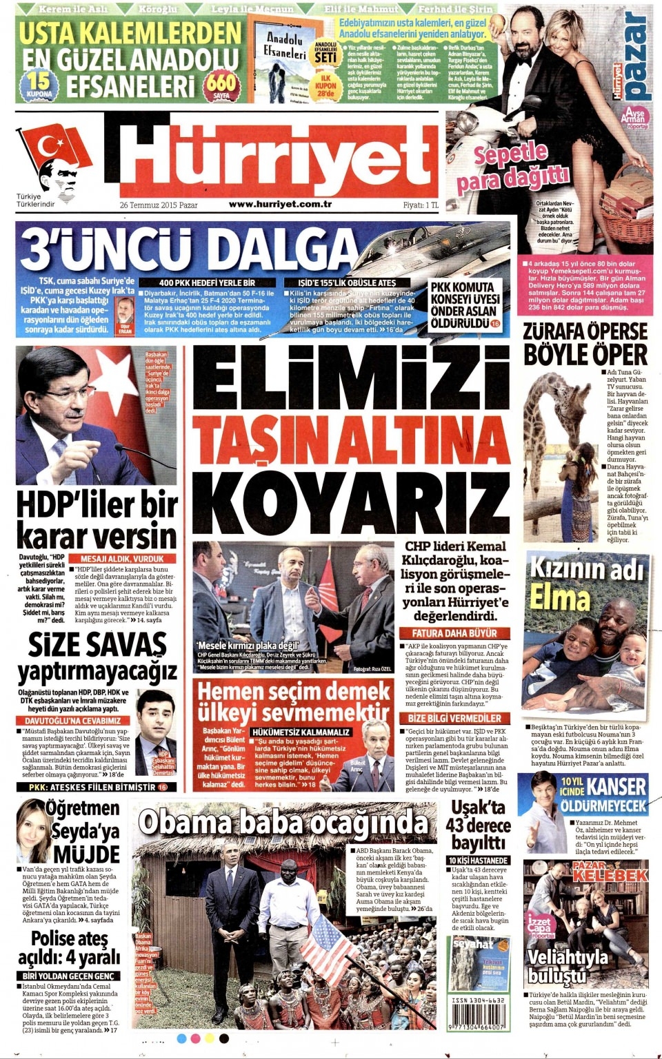 26 Temmuz 2015 gazete manşetleri 9