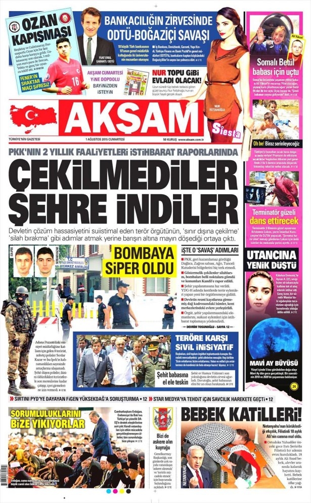 1 Ağustos 2015 gazete manşetleri 1