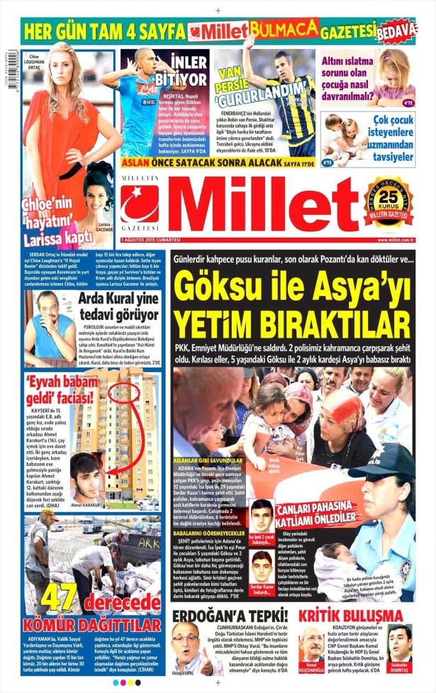 1 Ağustos 2015 gazete manşetleri 11