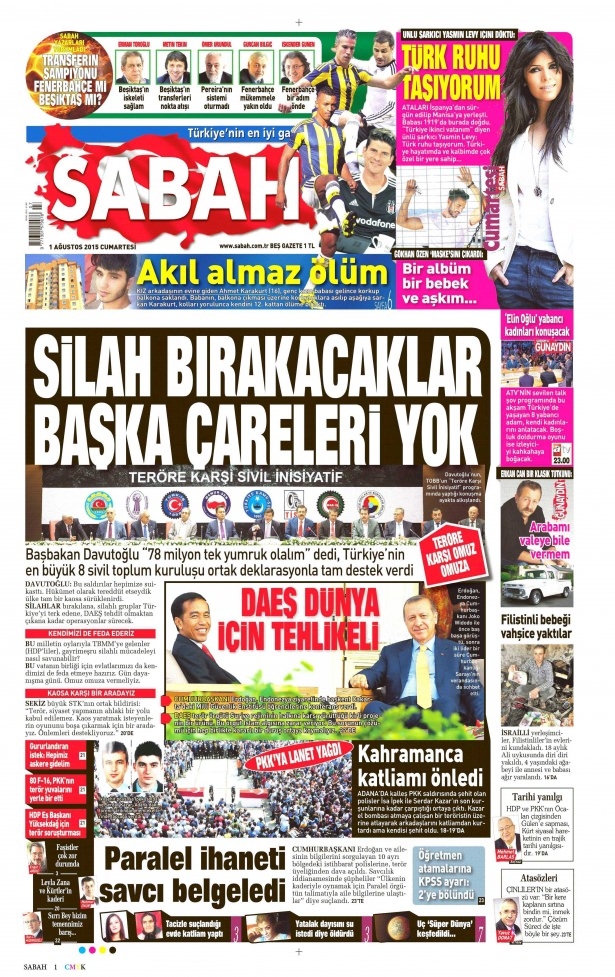 1 Ağustos 2015 gazete manşetleri 16