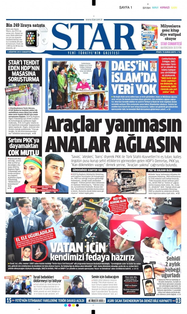 1 Ağustos 2015 gazete manşetleri 19