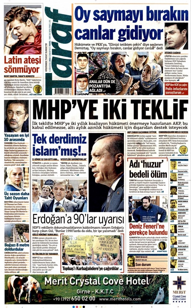 1 Ağustos 2015 gazete manşetleri 21
