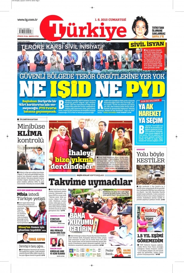 1 Ağustos 2015 gazete manşetleri 22
