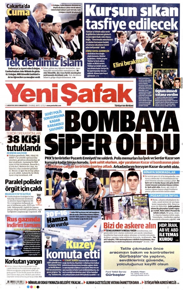1 Ağustos 2015 gazete manşetleri 28