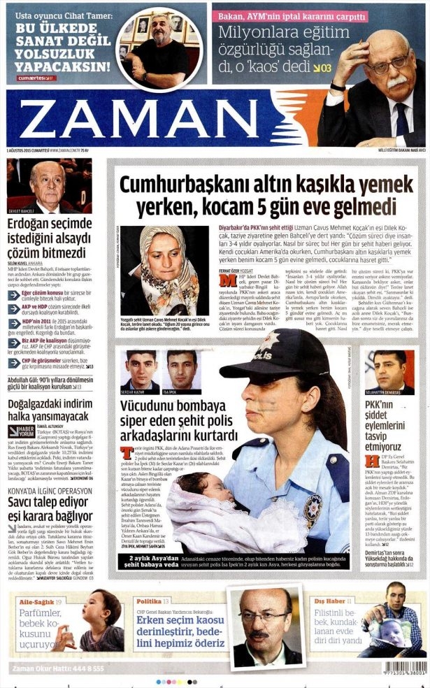 1 Ağustos 2015 gazete manşetleri 29