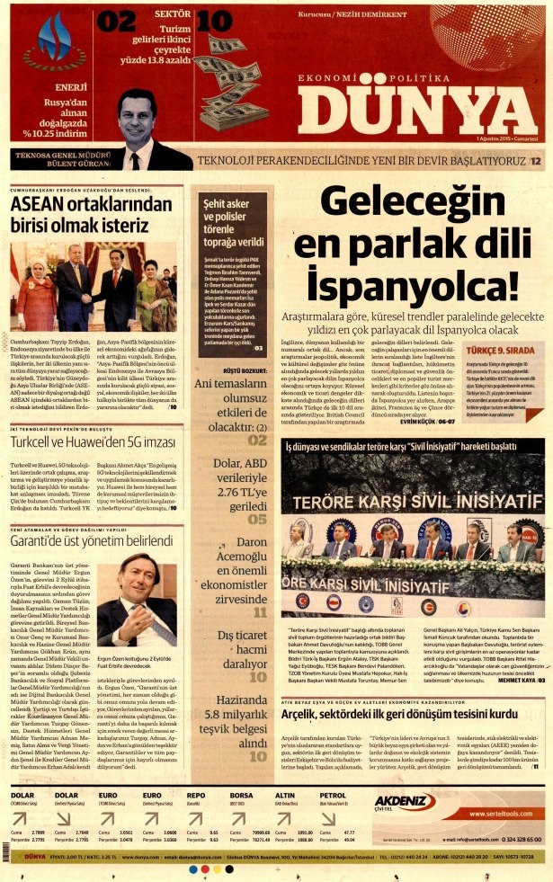 1 Ağustos 2015 gazete manşetleri 31