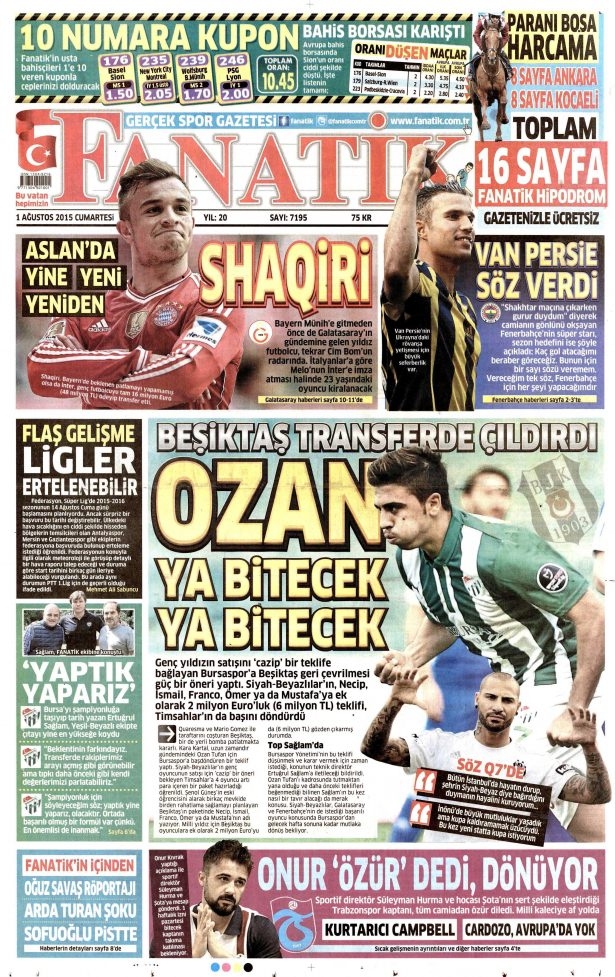 1 Ağustos 2015 gazete manşetleri 5