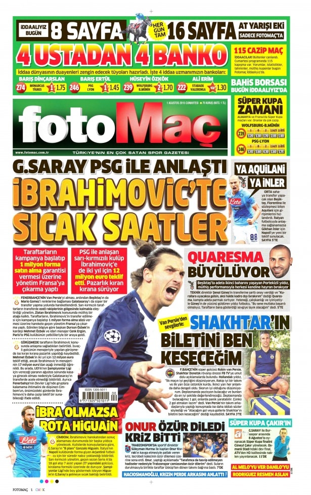 1 Ağustos 2015 gazete manşetleri 6