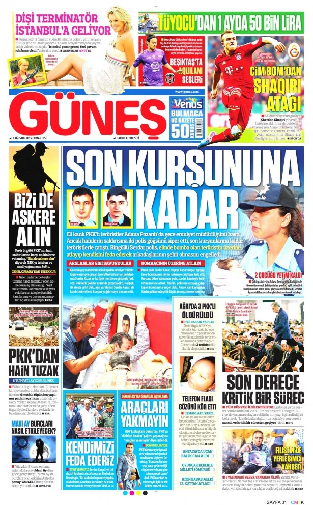 1 Ağustos 2015 gazete manşetleri 7