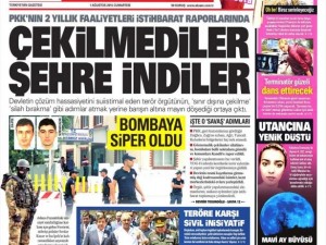 1 Ağustos 2015 gazete manşetleri