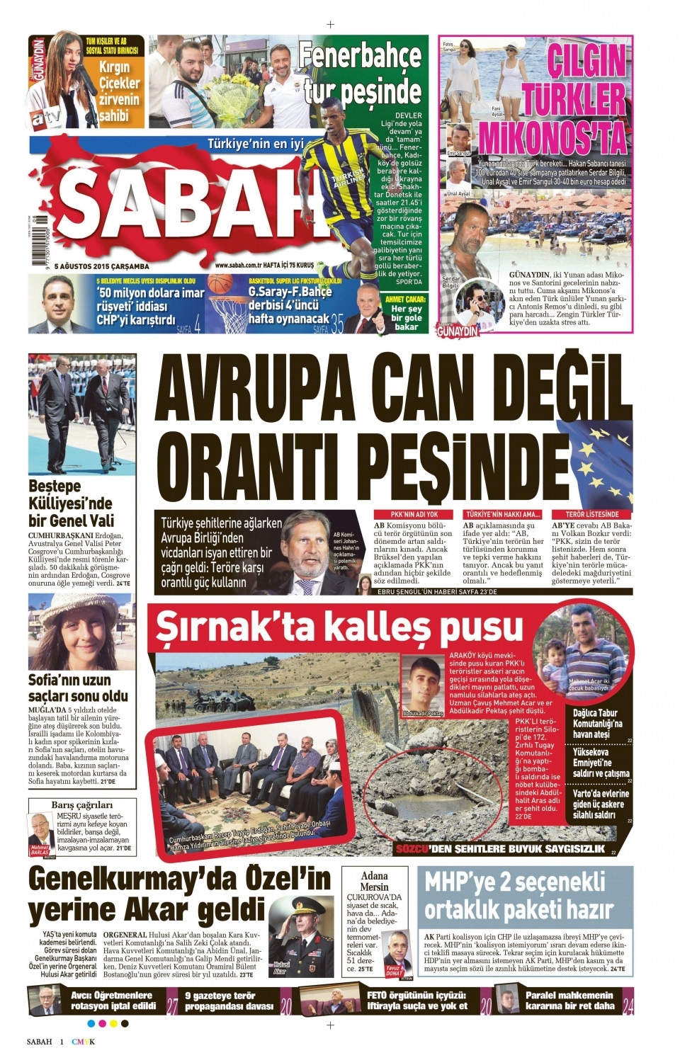 5 Ağustos 2015 gazete manşetleri 12