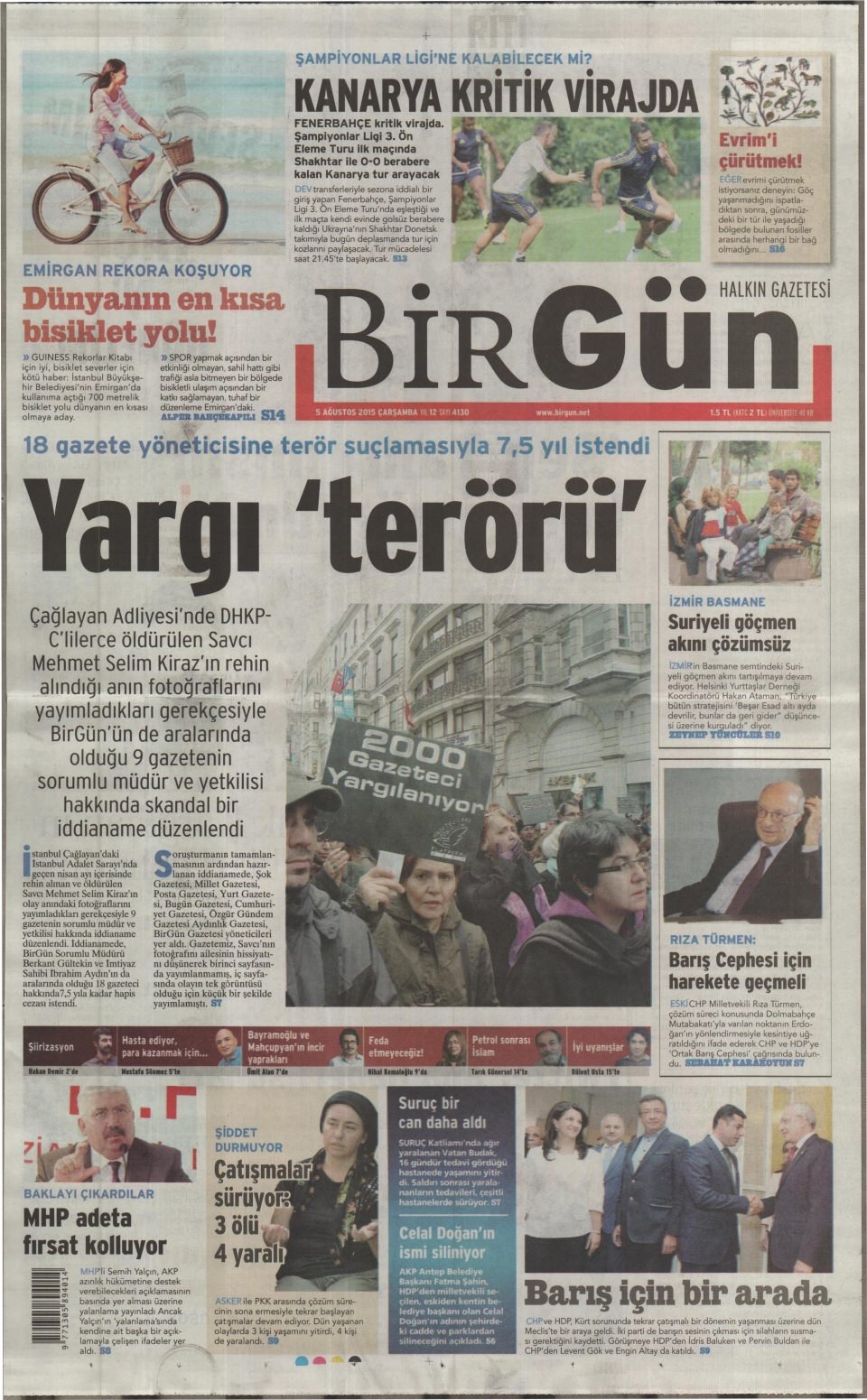 5 Ağustos 2015 gazete manşetleri 2
