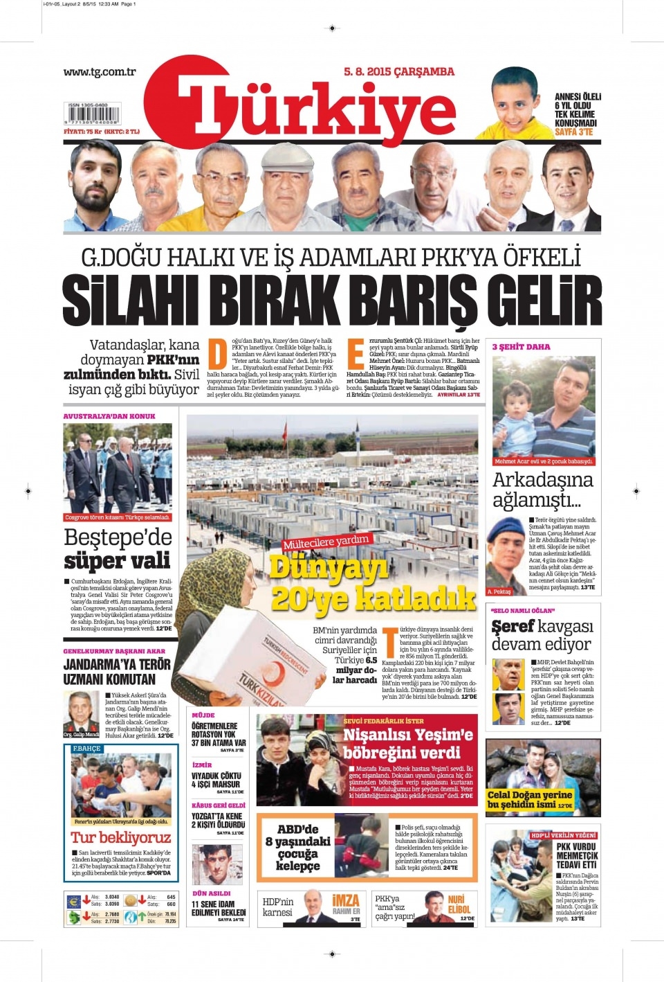 5 Ağustos 2015 gazete manşetleri 20