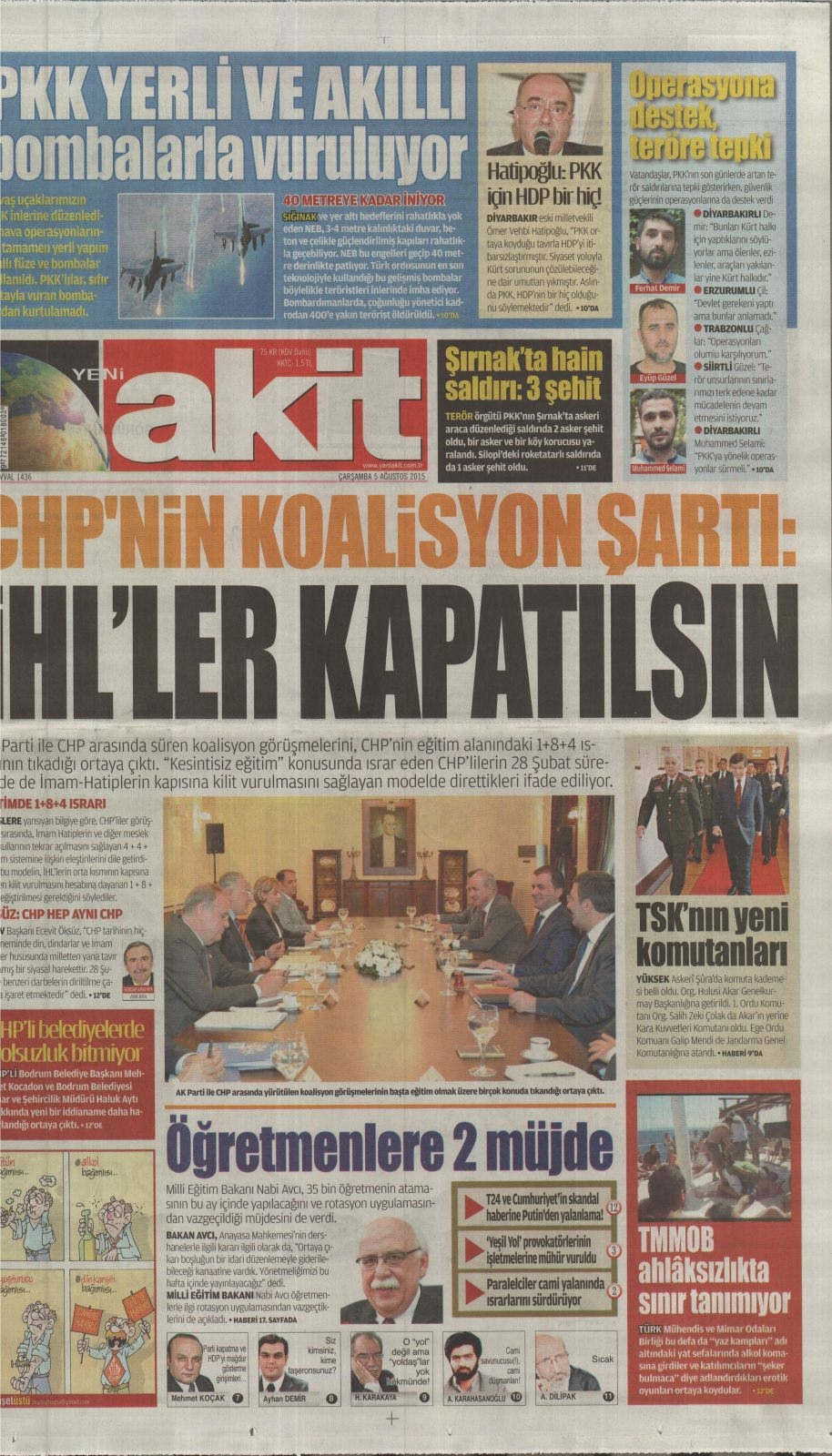 5 Ağustos 2015 gazete manşetleri 24