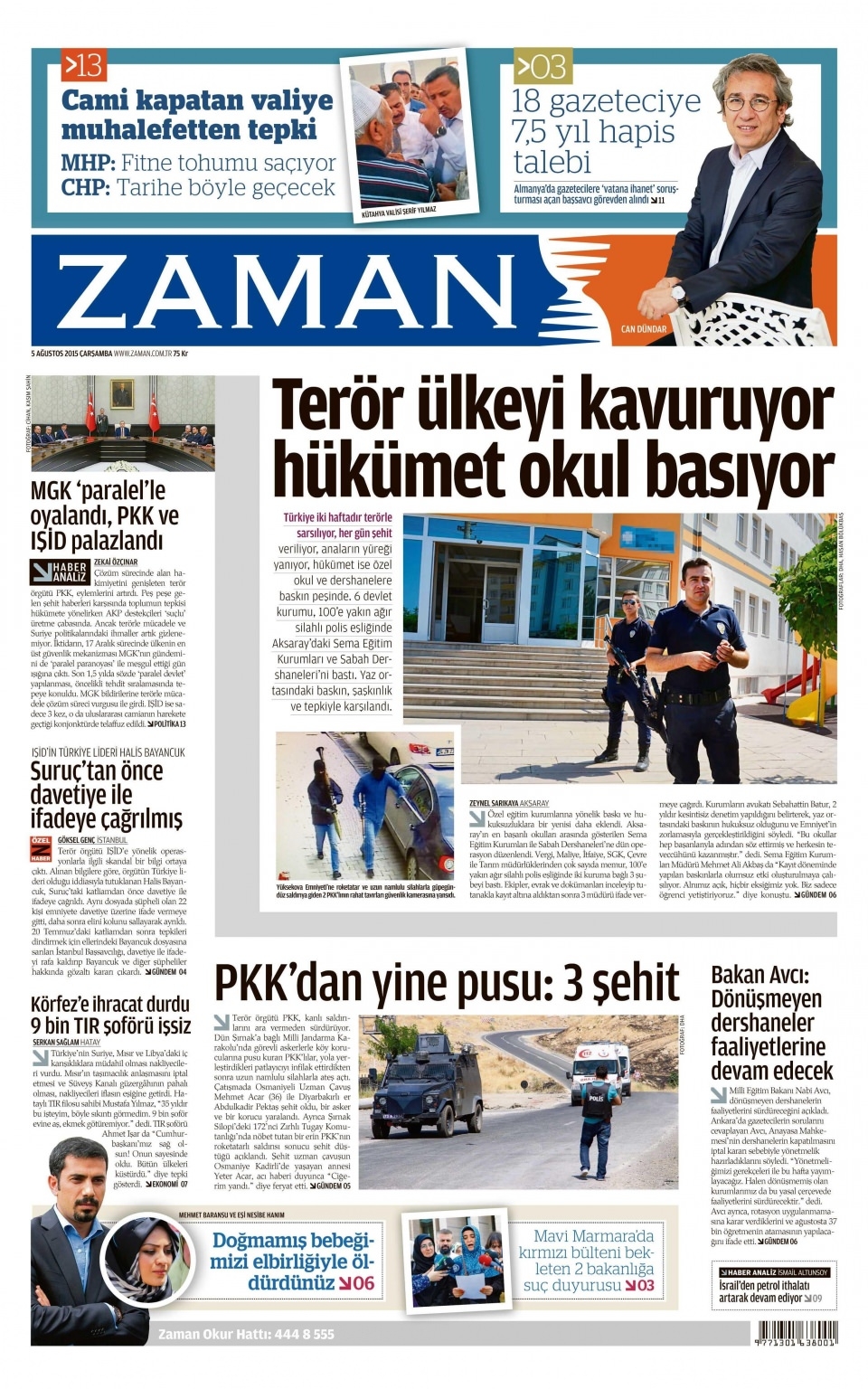 5 Ağustos 2015 gazete manşetleri 25