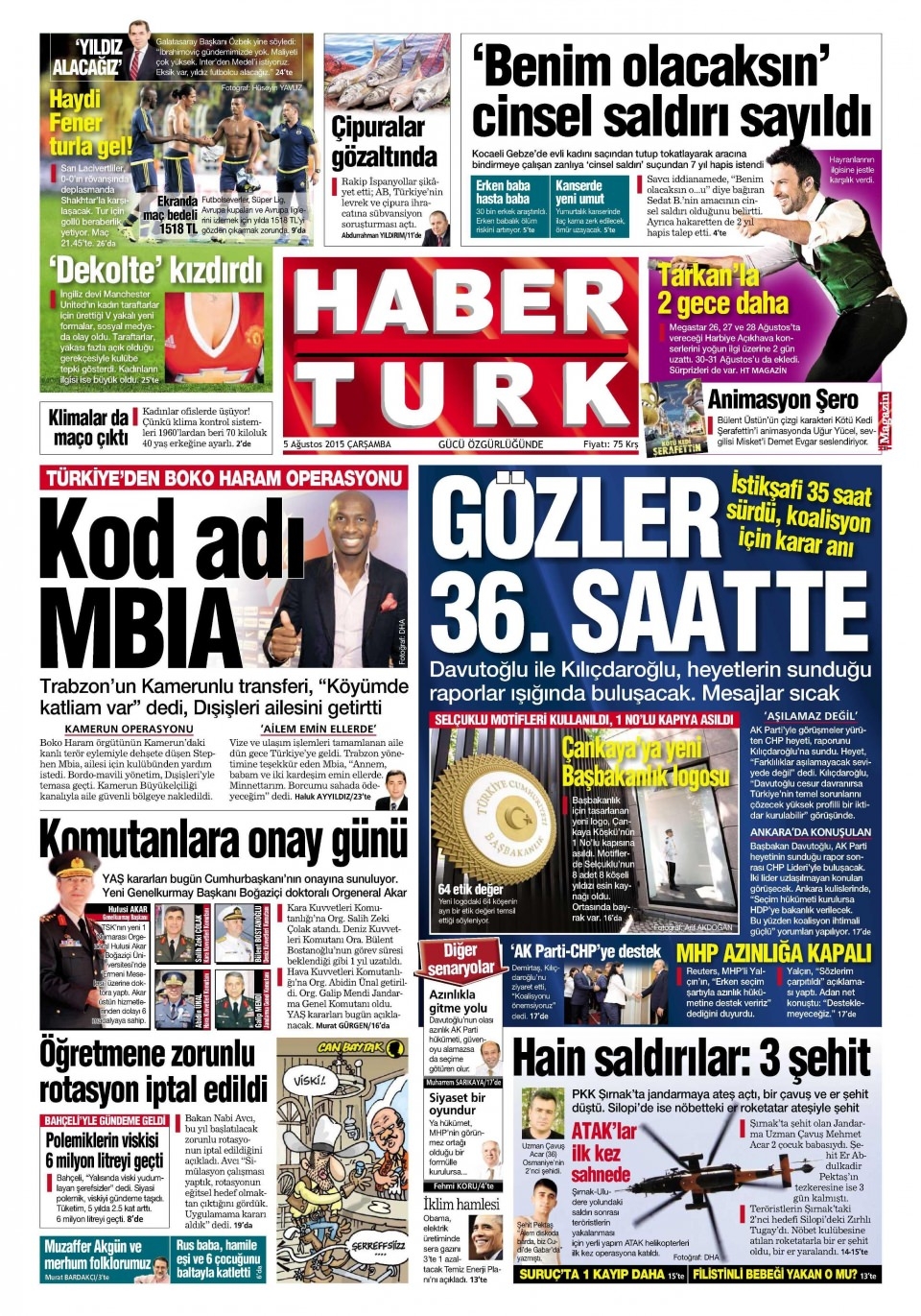 5 Ağustos 2015 gazete manşetleri 8