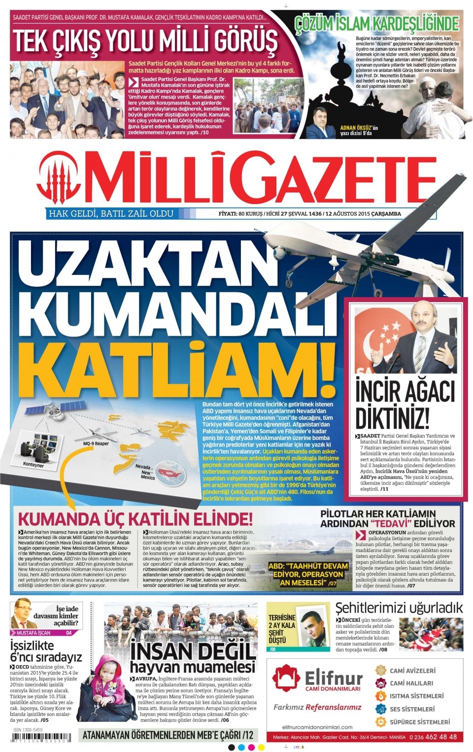 12 Ağustos 2015 gazete manşetleri 10