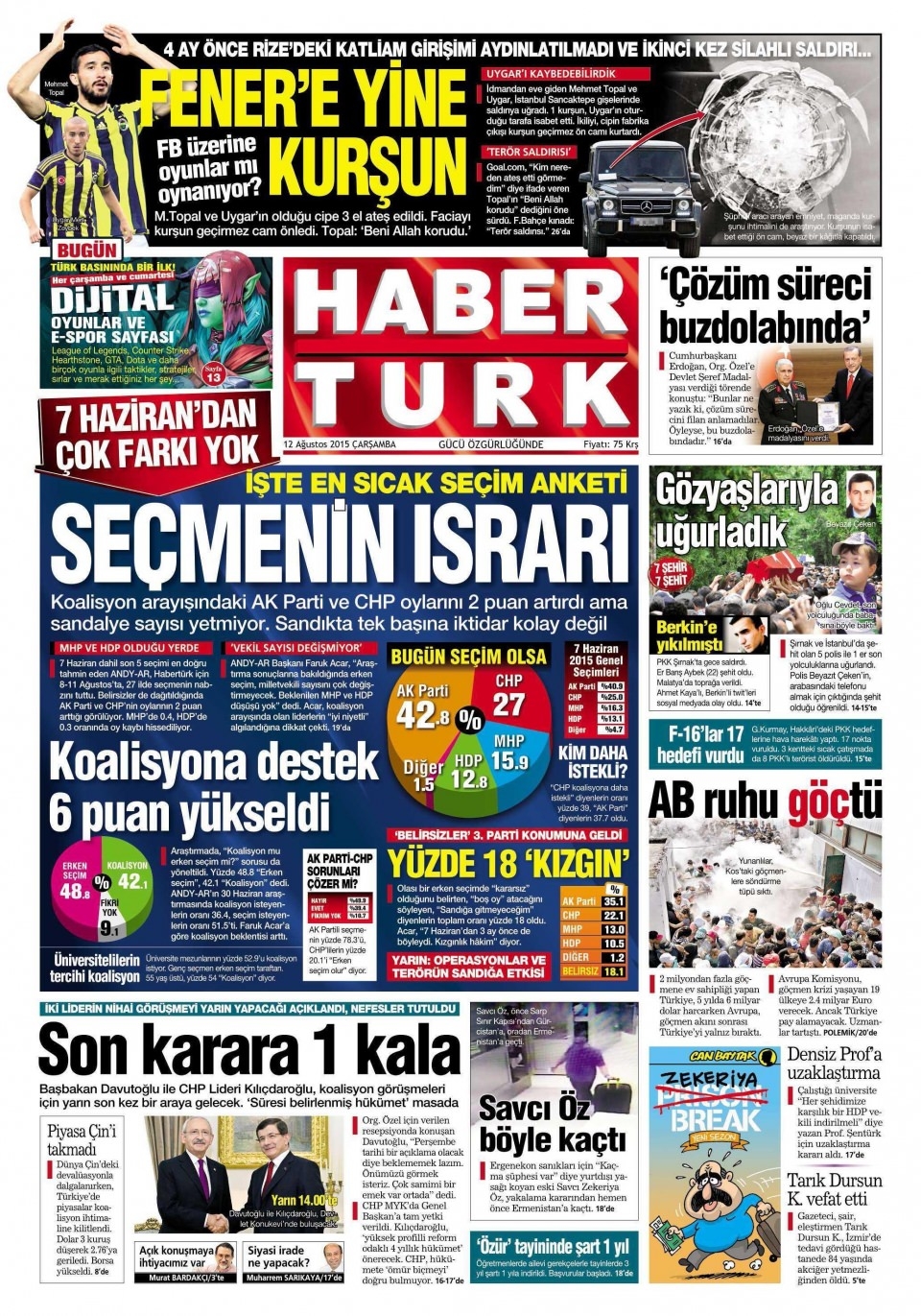 12 Ağustos 2015 gazete manşetleri 8