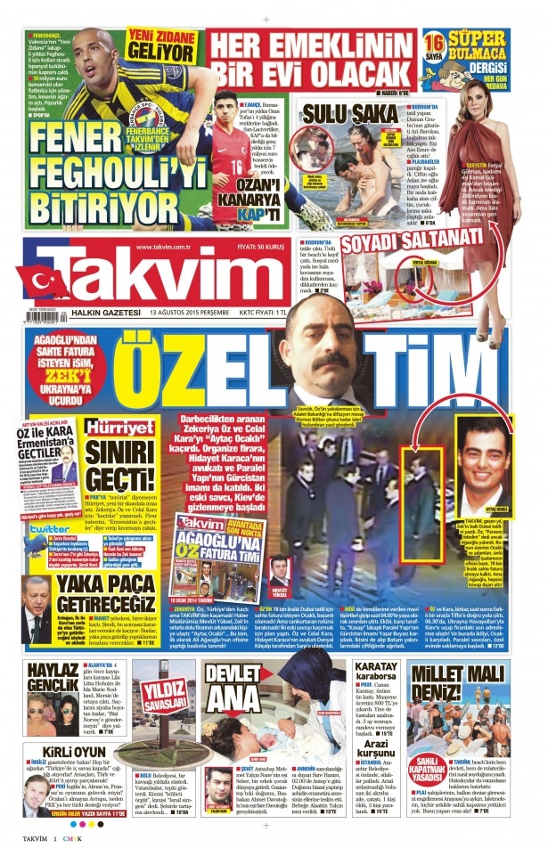 13 Ağustos 2015 gazete manşetleri 15