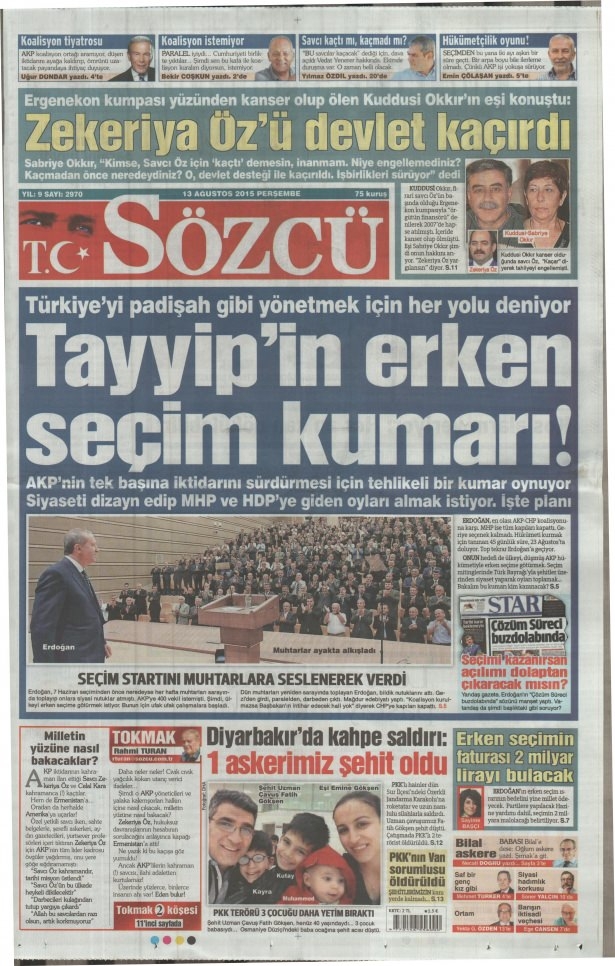 13 Ağustos 2015 gazete manşetleri 17