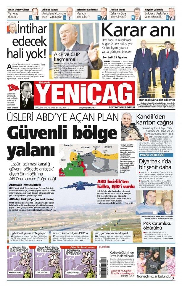 13 Ağustos 2015 gazete manşetleri 21