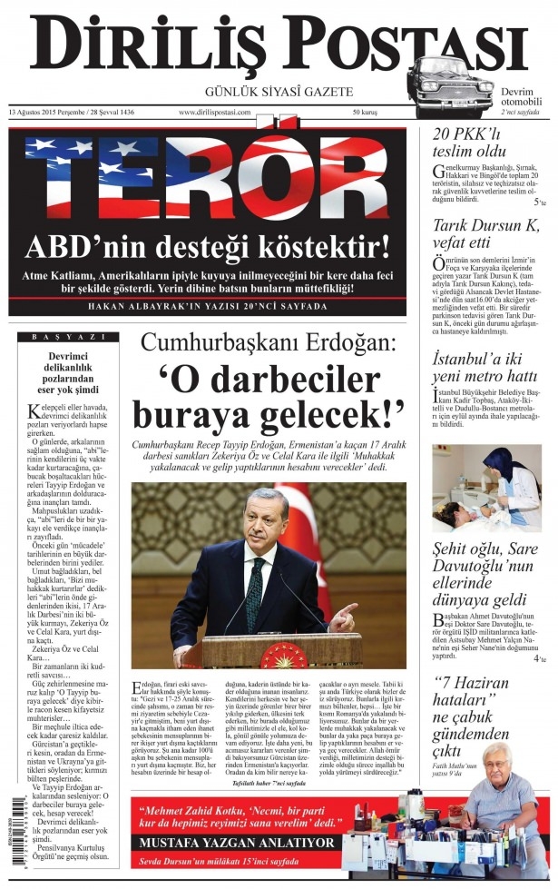 13 Ağustos 2015 gazete manşetleri 4