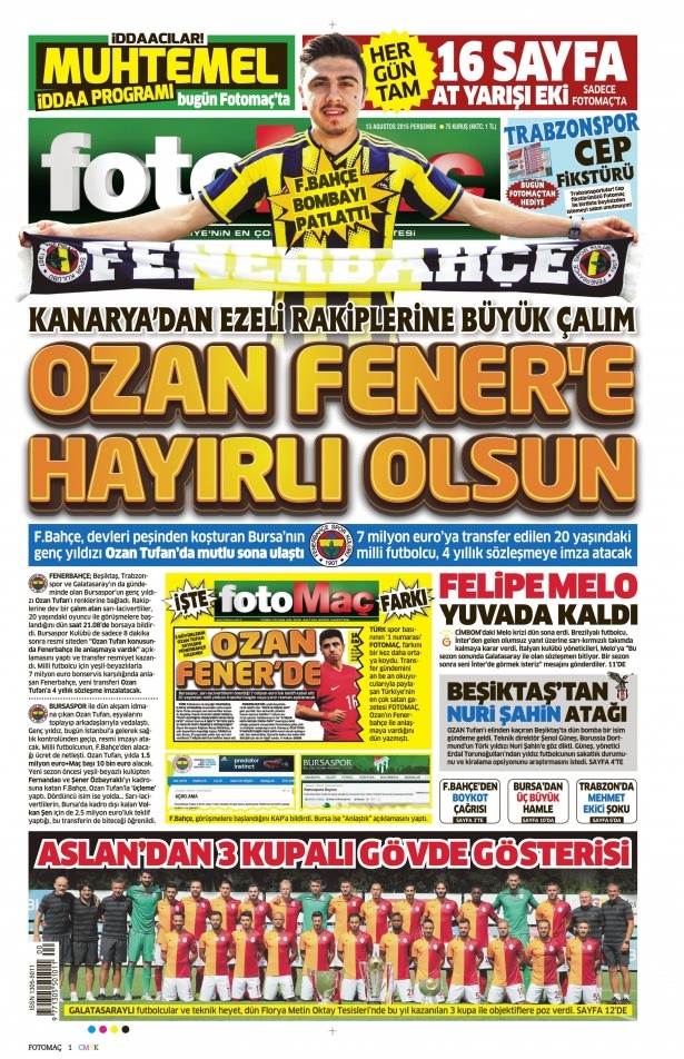 13 Ağustos 2015 gazete manşetleri 6