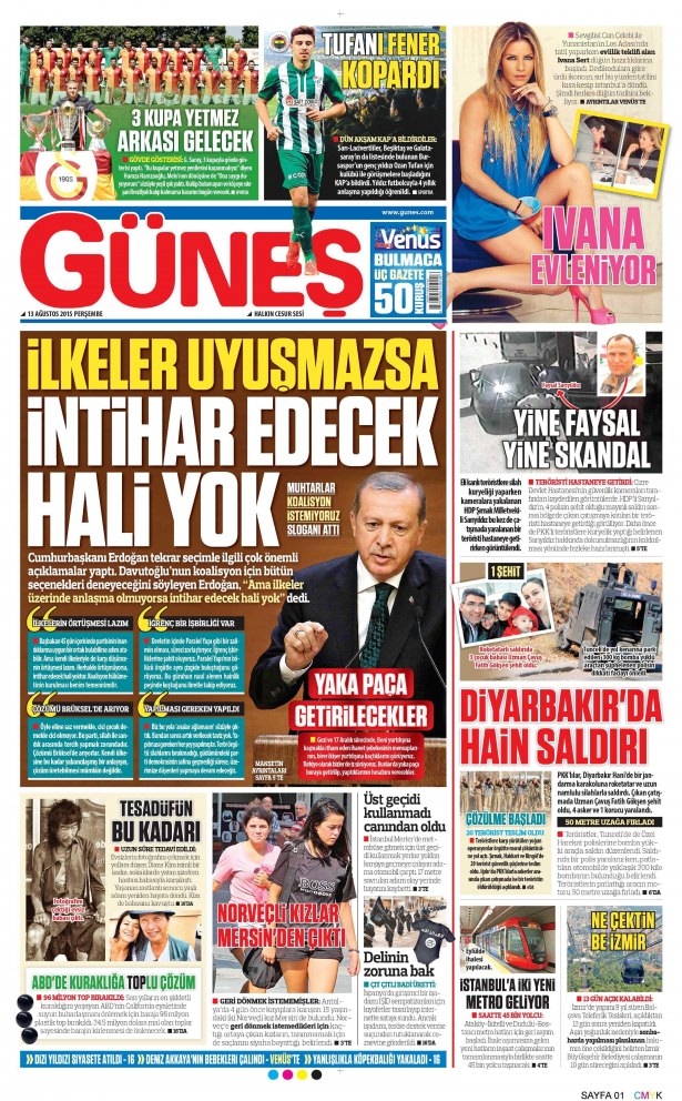 13 Ağustos 2015 gazete manşetleri 7