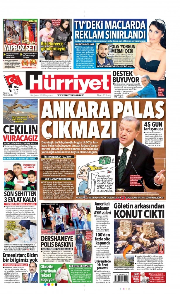 13 Ağustos 2015 gazete manşetleri 9
