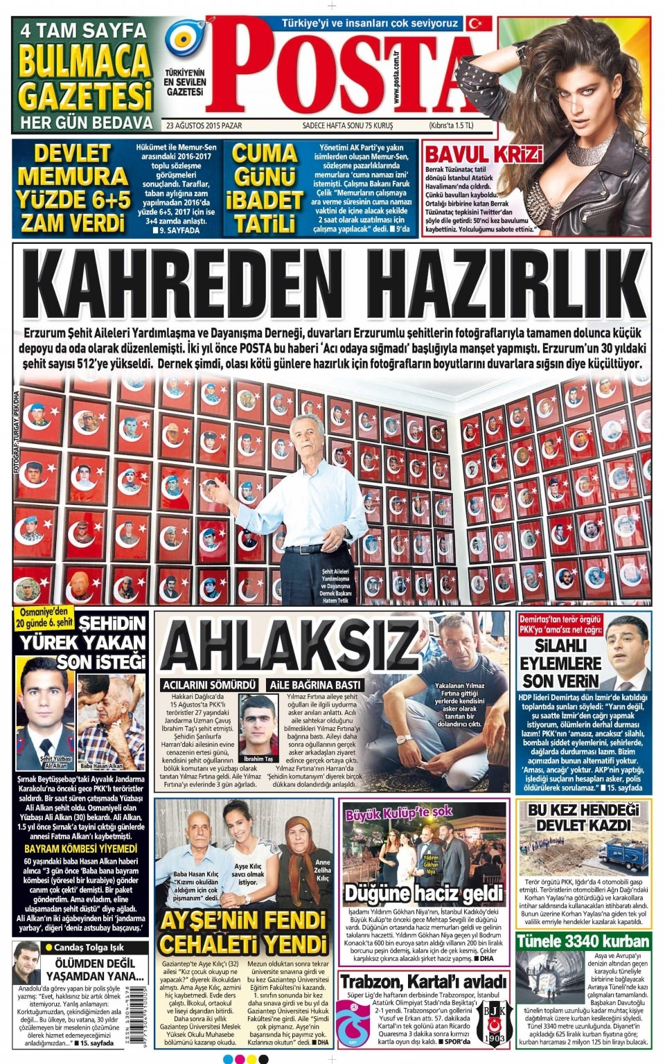 23 Ağustos 2015 gazete manşetleri 11