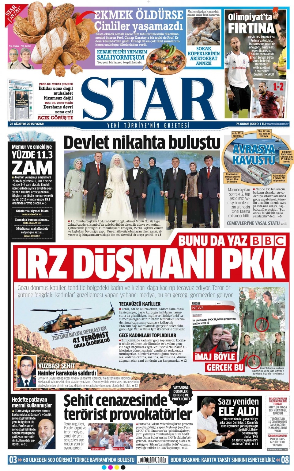 23 Ağustos 2015 gazete manşetleri 14