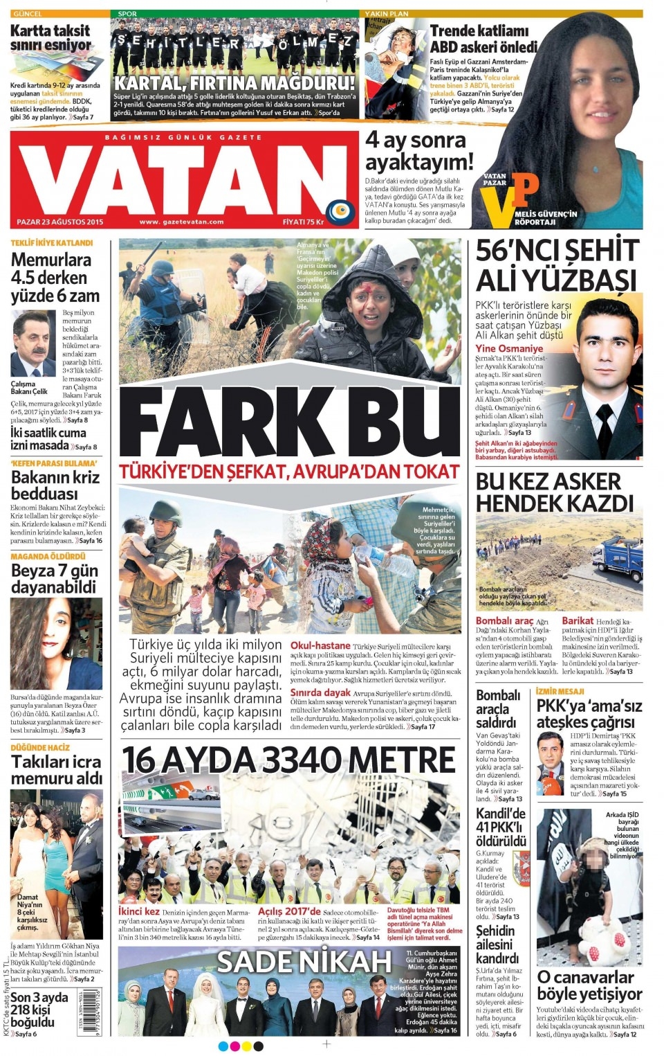 23 Ağustos 2015 gazete manşetleri 15