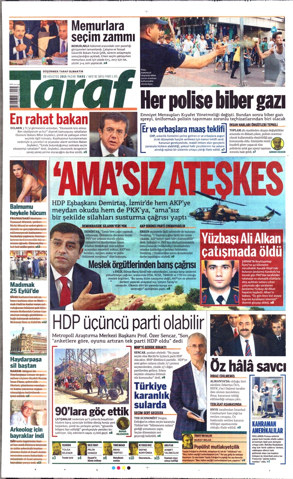 23 Ağustos 2015 gazete manşetleri 18