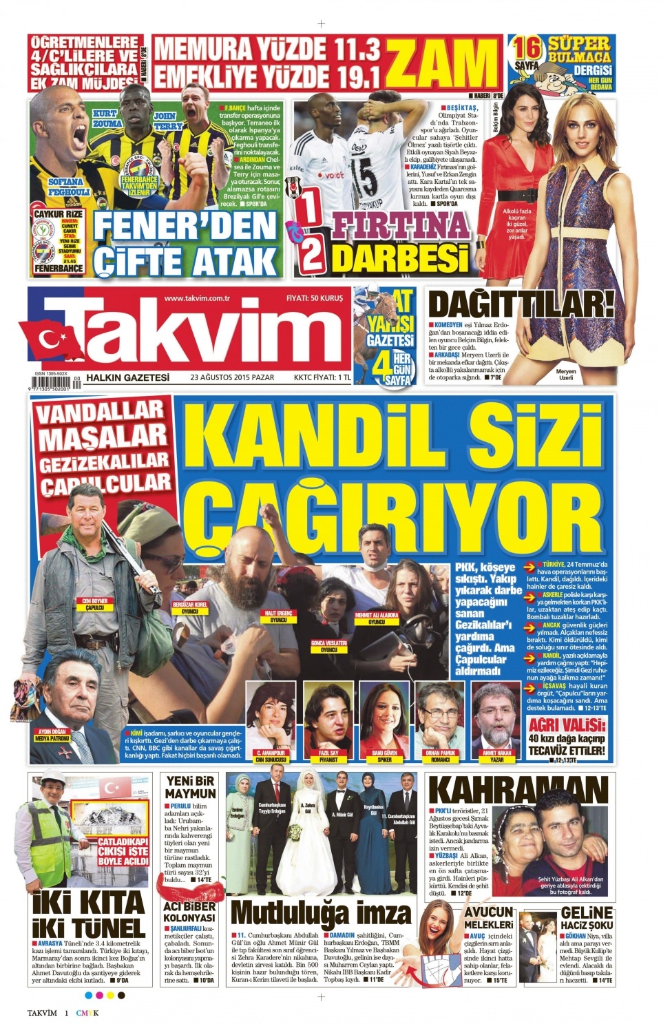 23 Ağustos 2015 gazete manşetleri 19