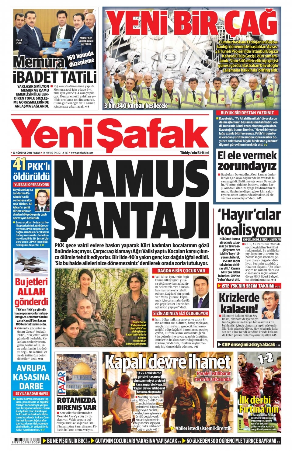 23 Ağustos 2015 gazete manşetleri 20