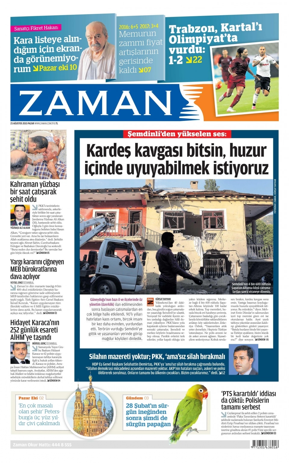 23 Ağustos 2015 gazete manşetleri 21